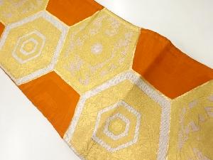 アンティーク　亀甲に草花模様織出し袋帯（材料）